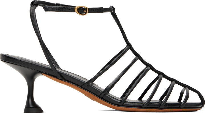 Proenza Schouler Black Tee Cage Heeled Sandals