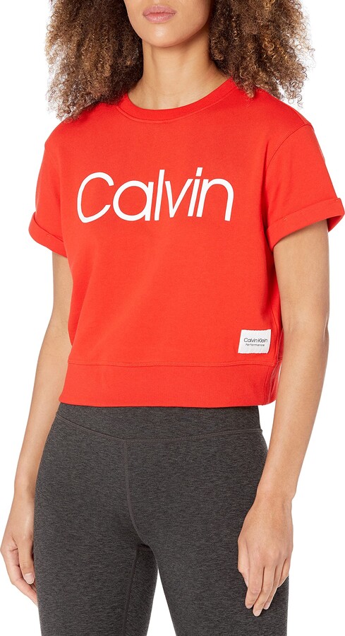 Calvin Klein Performance Women's Calvin Logo Short Sleeve Crew Neck  Pullover - ShopStyle Tops