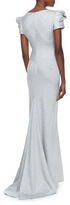 Thumbnail for your product : Zac Posen Short Sleeve Scoop Neck Gown, Silver Reptile