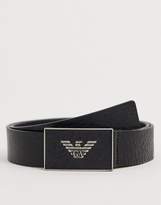 Thumbnail for your product : Emporio Armani plaque buckle leather belt in black