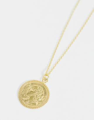 ASOS Curve DESIGN Curve gold plated sterling silver necklace with vintage style coin charm