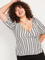 Thumbnail for your product : Old Navy Striped Puff-Sleeve Tie-Belt Wrap Top for Women