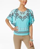 Thumbnail for your product : JM Collection Printed Studded Top, Created for Macy's