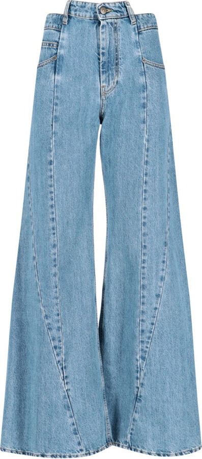 High-Waisted Cut-Out Jeans With Wide Leg Silhouette