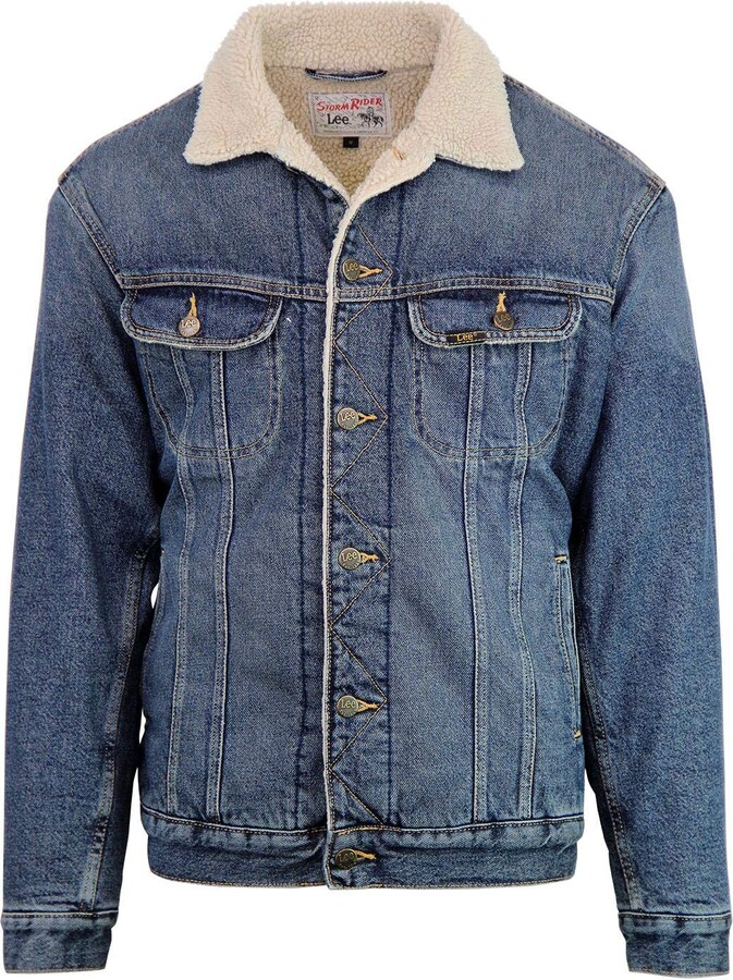 mens wool lined denim jacket