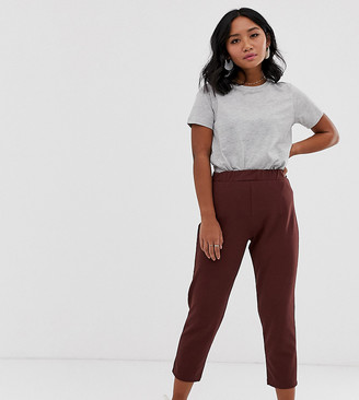 ASOS DESIGN Petite pull on tapered trousers in jersey crepe