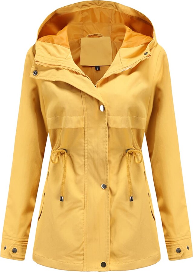 YYNUDA Ladies Waterproof Jacket Hooded Lightweight Raincoat Outdoor