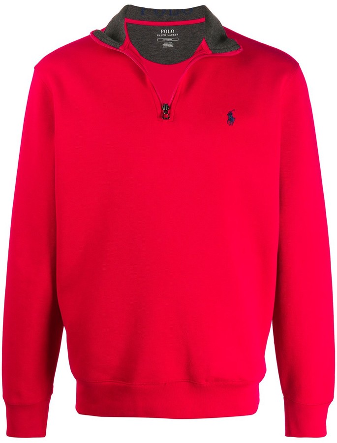 white and red polo hoodie