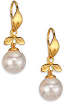 Thumbnail for your product : Majorica 10MM White Pearl Leaf Drop Earrings