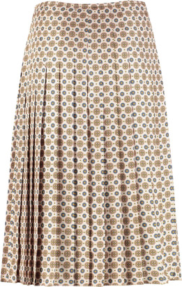 Tory Burch Carmine Printed Silk Pleated Skirt - ShopStyle