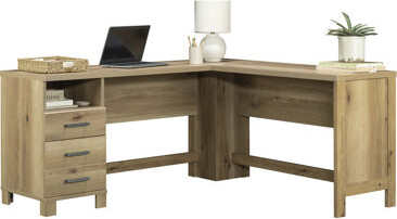 Ophelia & Co. Rustic L-Shaped Desk With Spacious Desktop And Organized Storage, Perfect For Home Office And Study