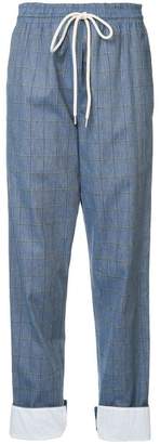 Bassike checked drawstring cropped trousers