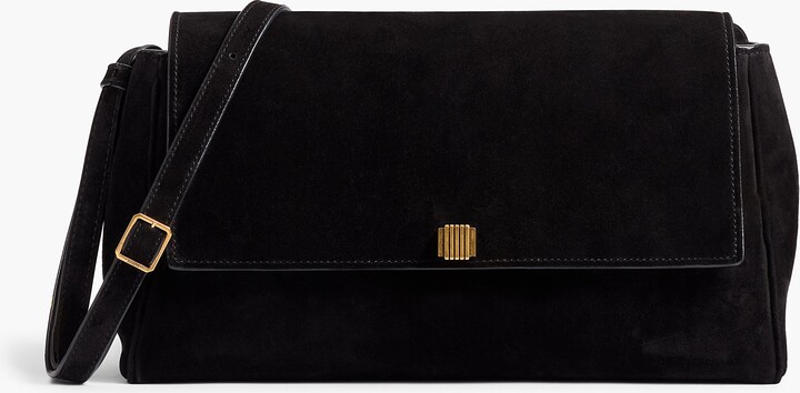 KHAITE Audrey Crossbody Bag in Black Suede