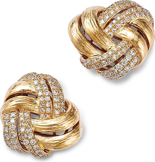 Bloomingdale's Fine Collection Diamond Love Knot Stud Earrings in 14K Yellow Gold 0.60 tcw