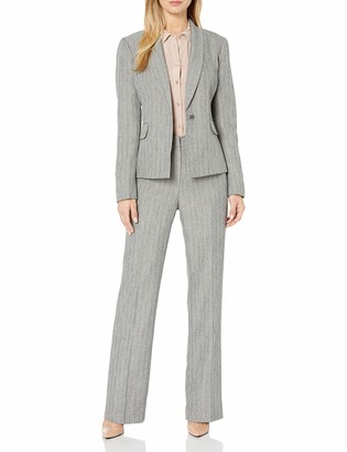 Le Suit LeSuit Women's Stripe 1 Bttn Shawl Collar Pant Suit