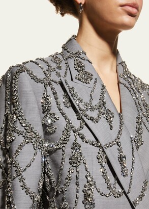 Alexander McQueen Crystal Embellished Double-Breasted Blazer Dress
