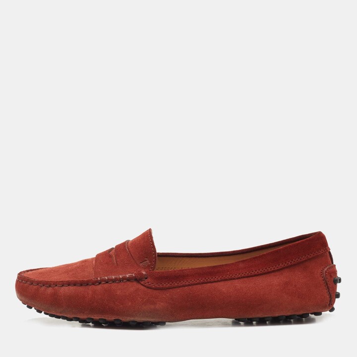 Tod's Brown Suede Penny Slip On Loafers