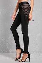 Thumbnail for your product : Forever 21 Lace-Up Mesh Panel Leggings