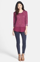 Thumbnail for your product : Olivia Moon Mixed Media Tab Sleeve Top (Regular & Petite)