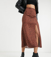Thumbnail for your product : ASOS Tall ASOS DESIGN Tall midi skirt with thigh split in tan and black print