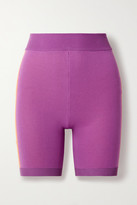 Thumbnail for your product : NAGNATA Triad Bodhi Striped Technical-knit Organic Cotton-blend Shorts - Pink