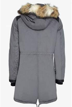 Select Fashion Fashion Womens Grey Pu Bind Parka Coat - size 6