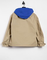 Thumbnail for your product : Lacoste hooded double breasted short trench coat in beige
