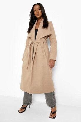 petite wrap wool coat