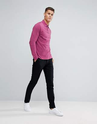 Jack Wills Staplecross Long Sleeve Polo Shirt In Berry - Exclusive