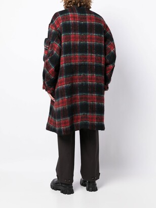 Undercover Check-Pattern Zip-Front Midi Coat
