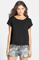 Thumbnail for your product : BP Back Pleat Woven Tee (Juniors)