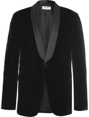 Saint Laurent Black Slim-Fit Satin-Trimmed Velvet Tuxedo Jacket