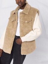Thumbnail for your product : Maje Contrast Sleeve Shearling Shirt Jacket