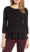 Thumbnail for your product : Halogen Woven Ruffle Hem Sweater