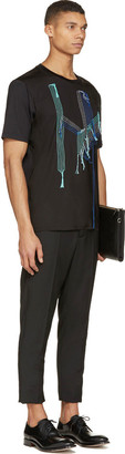 Lanvin Black Embroidered Lines T-Shirt