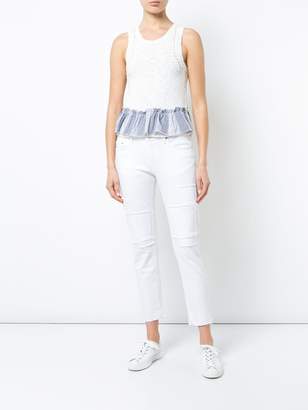 Derek Lam 10 Crosby Cropped Knit Shell With Contrast Ruffle Detail