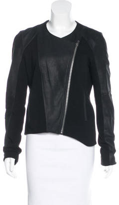 Helmut Lang Leather-Paneled Long Sleeve Jacket