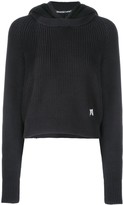 Thumbnail for your product : alexanderwang.t Logo Patch Knitted Hoodie