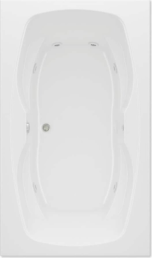 Aquatic Hialeah II 72 in. Rectangular Whirlpool Bathtub Acrylic Reversible Drain Drop-In in White Pump Location 2