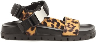 Prada Leopard-print calf-hair sandals