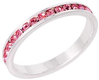 Sabrina Silver Sterling Silver Stackable Eternity Band, October Birthstone, Pink Tourmaline Crystals, 1/8" (3 mm) wide, size 6