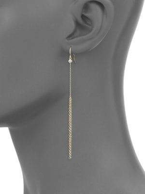 Meira T Diamond & Gold Wave Ear Fringe Earrings