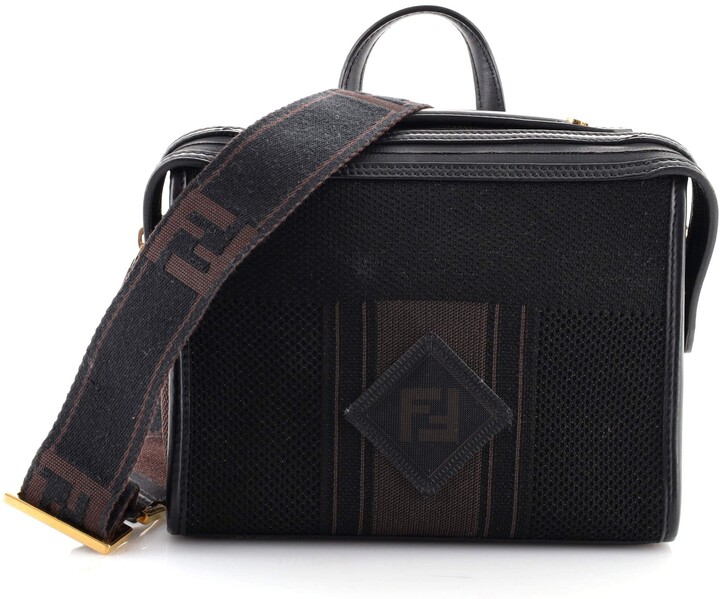 Fendi Lui Messenger Bag Tech Knit with Leather Mini Black 159680181