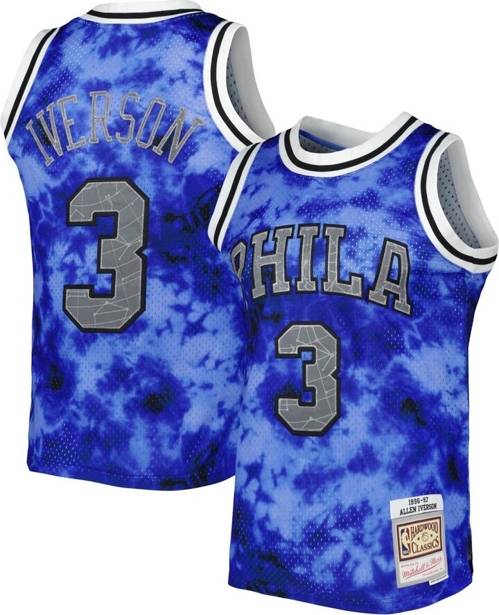 Women's Mitchell & Ness Allen Iverson Royal Philadelphia 76ers 1996  Hardwood Classics Name & Number Player Jersey Dress