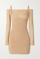 Thumbnail for your product : Dion Lee Layered Mesh And Stretch-knit Mini Dress - Beige