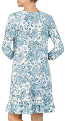 Aria Paisley Print Three-Quarter Sleeve Nightgown