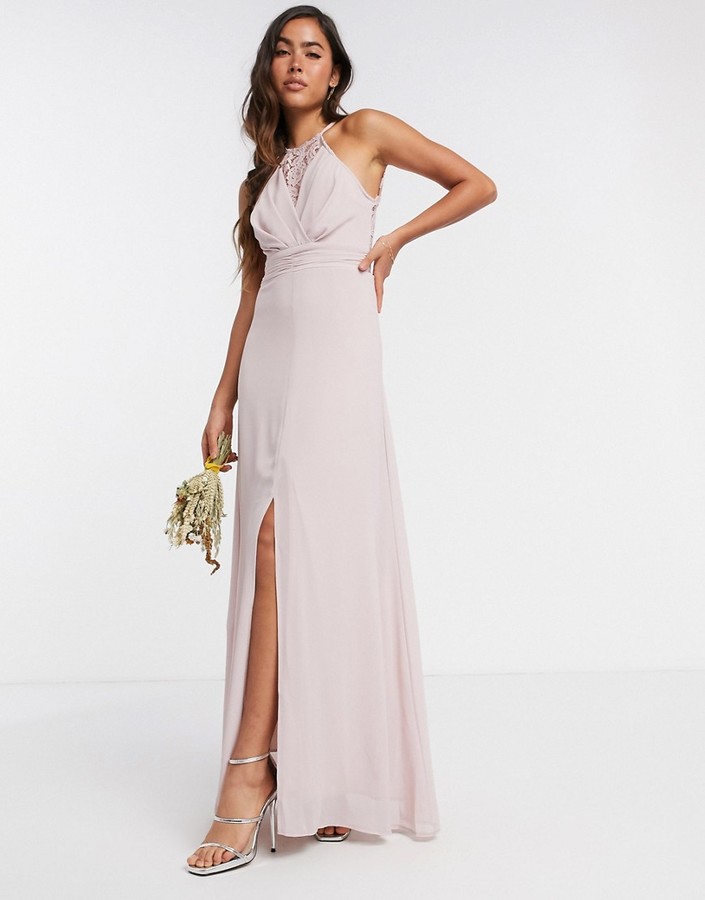 TFNC bridesmaid wrap lace maxi dress in pink - ShopStyle