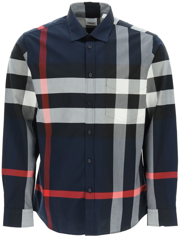blue and red burberry shirt