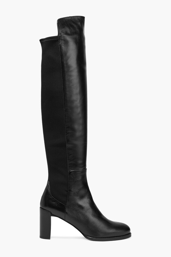 Stuart Weitzman Lowjack leather and neoprene over-the-knee boots - ShopStyle