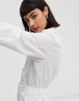Thumbnail for your product : Weekday belted boiler playsuit with pockets in white